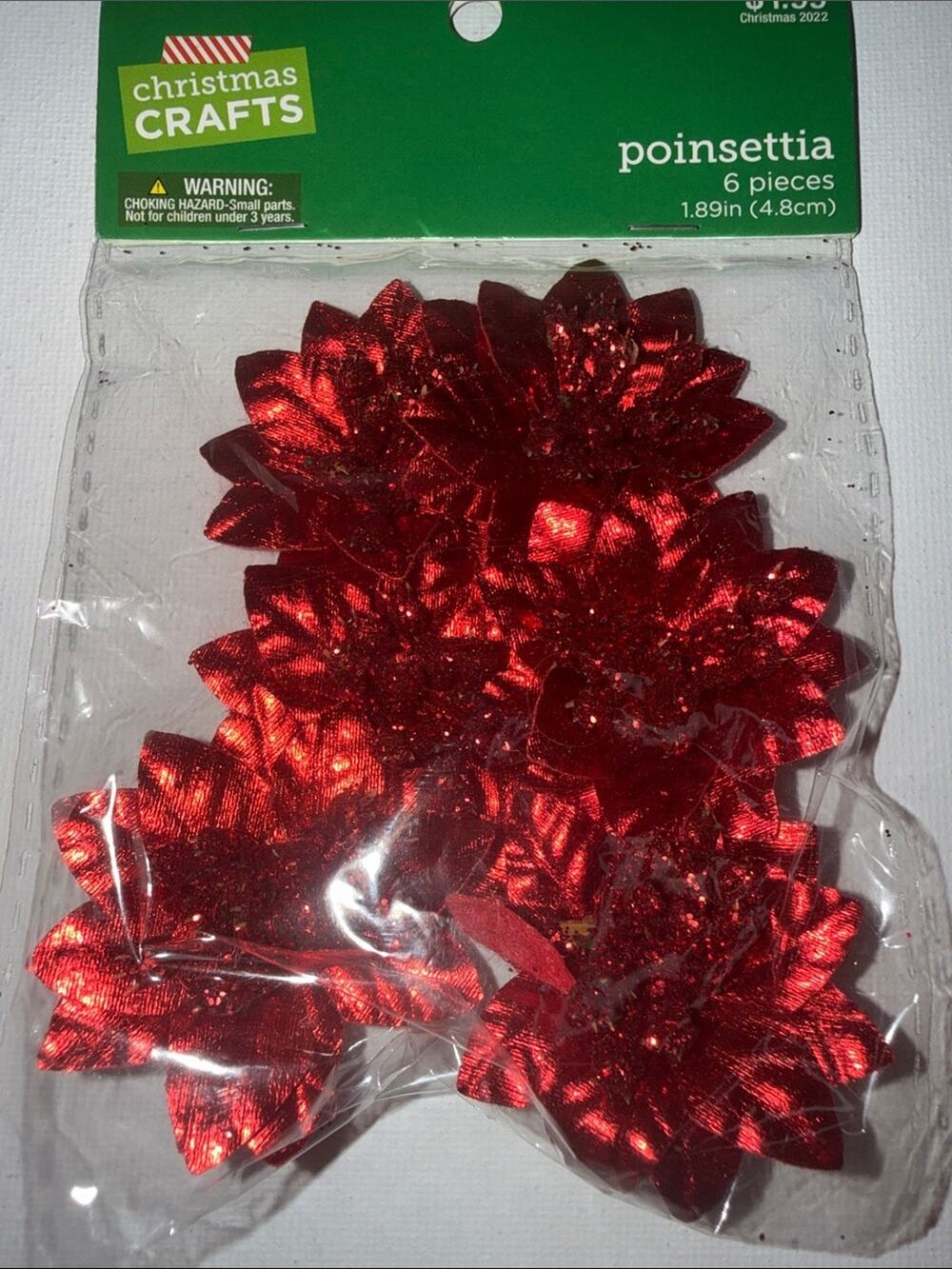 Craft Red Poinsettia Holiday Craft Flowers - 6 Pack